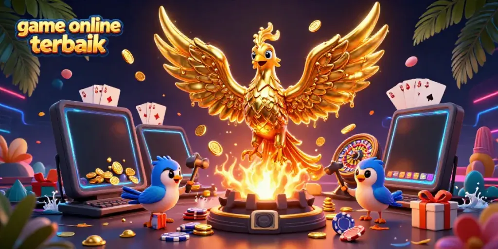 Engage in the best online games with golden coins and exciting visuals, showcasing game online terbaik themes.