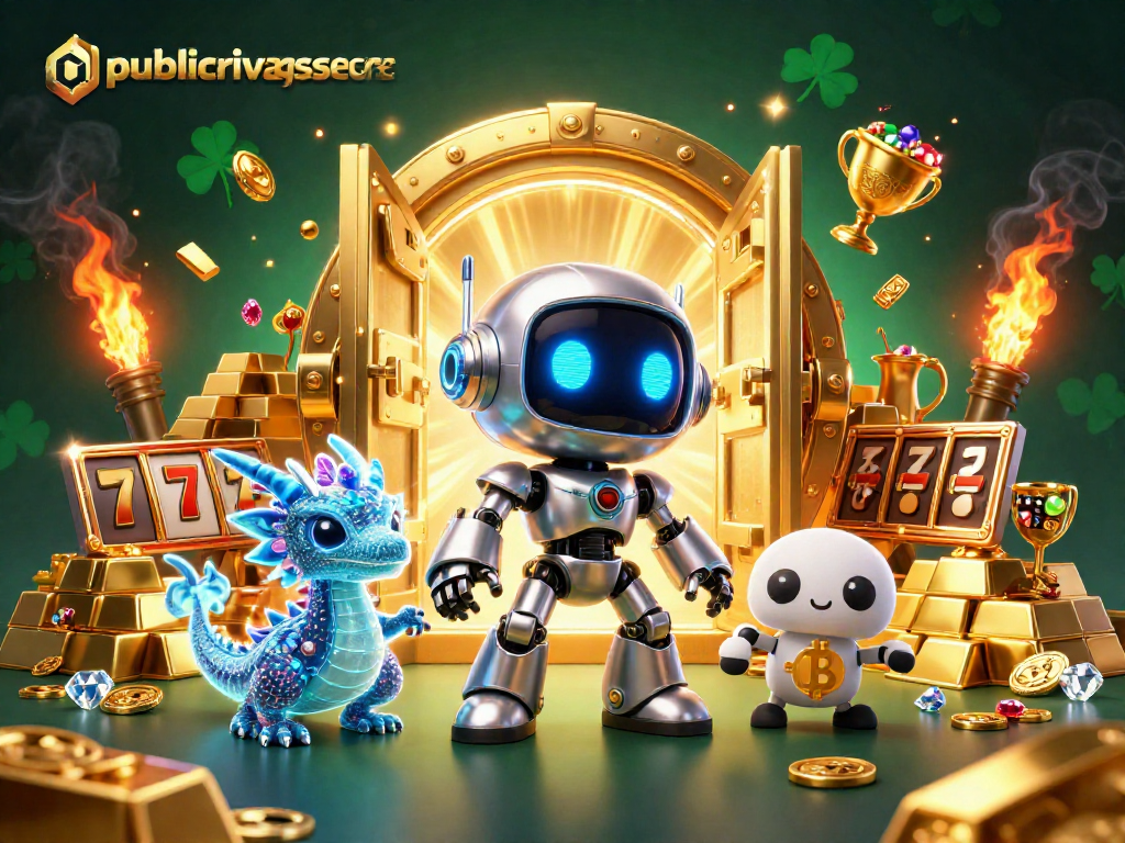Engage in thrilling online gaming at publicprivatesecret with vibrant 3D casino illustration featuring futuristic elements.