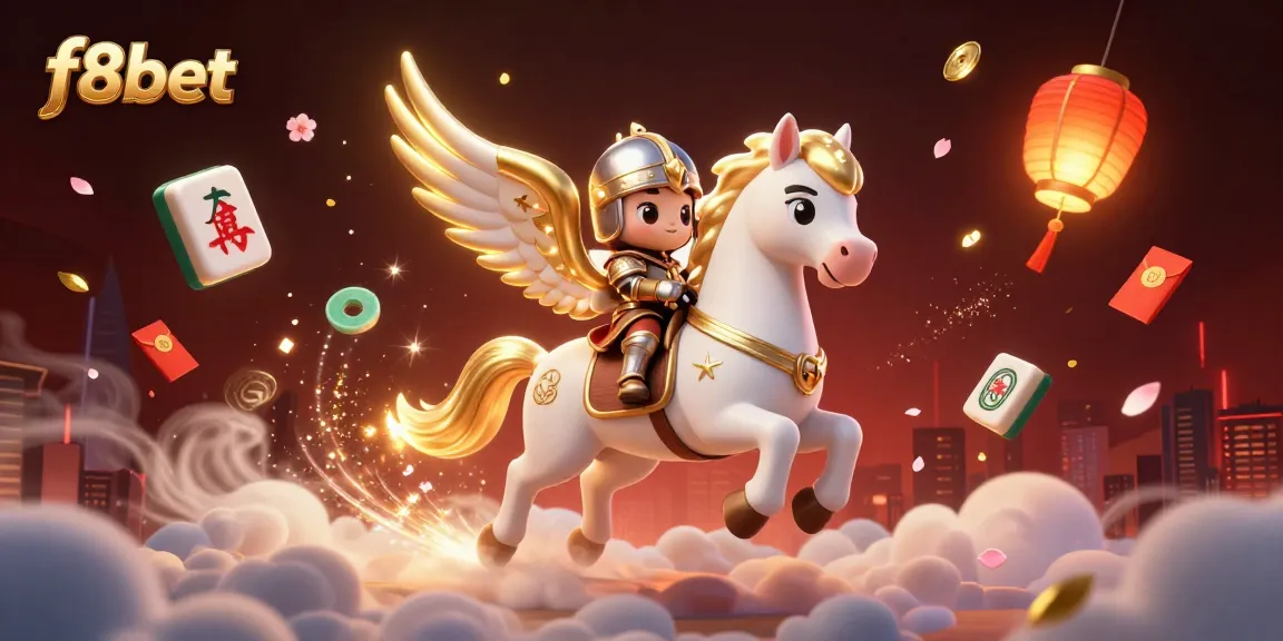 Experience thrilling adventures with f8bet as a knight rides a celestial horse through a vibrant casino universe.