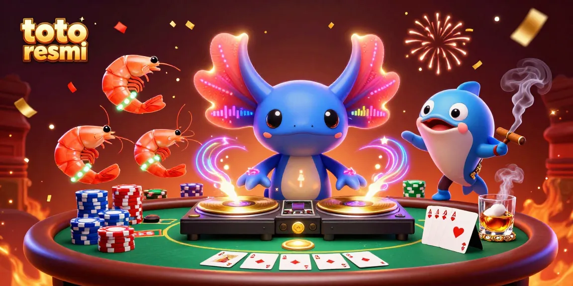 Menang dengan toto resmi di kasino online, saat DJ axolotl neon mengatur suasana pesta.