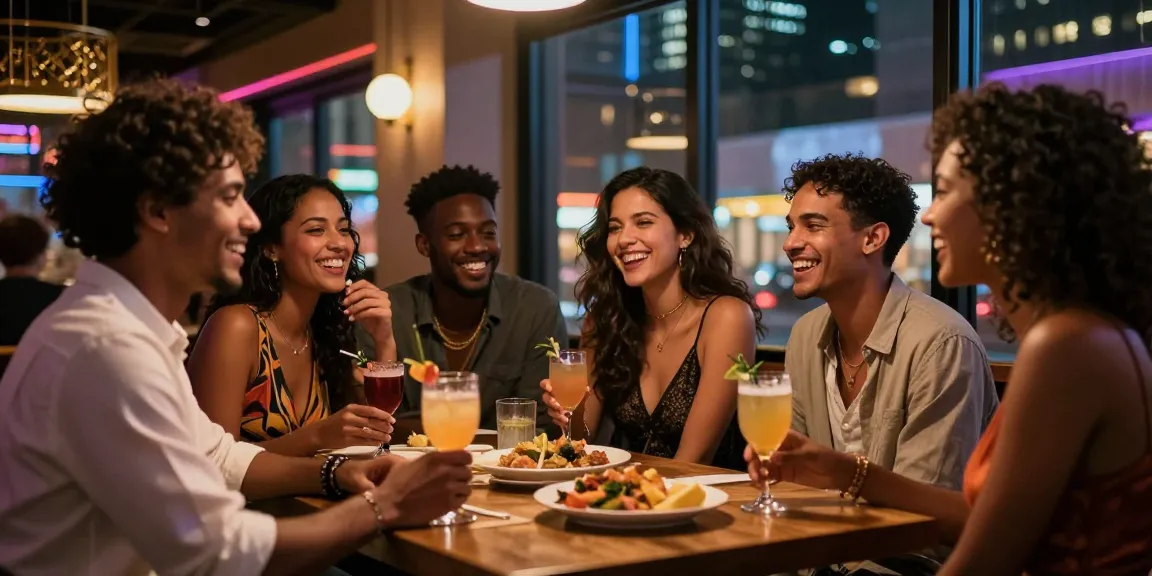 Không khí náo nhiệt tại quán bar với gái gọi trong đêm, bạn trẻ vui vẻ bên ly cocktail.